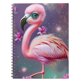 Caderno Espiral Fantasy Cute Kawaii baby flamingo