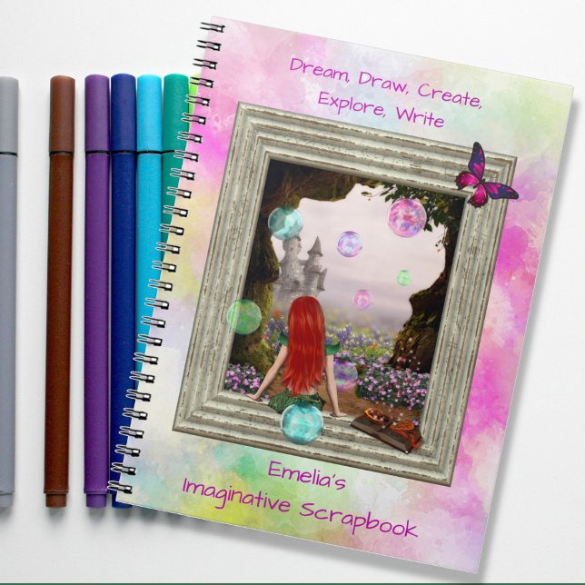 Caderno Espiral Fantasy Elf Castle Imaginative Scrapbook Diário (Criador carregado)