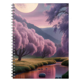 Caderno Espiral Fantasy Moonlit River Dreamscape Illustration