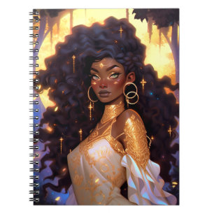 Caderno Espiral Fantasy Mulher Afro-Americana Art
