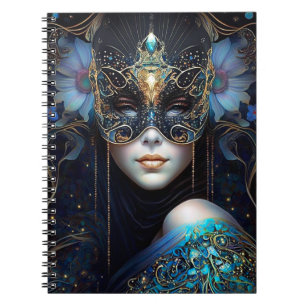 Caderno Espiral Fantasy Mulher Vestindo Máscara