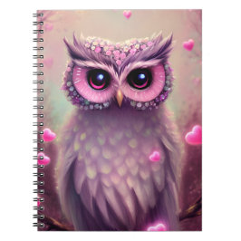 Caderno Espiral Fantasy Pink Fluffy Kawaii Owl