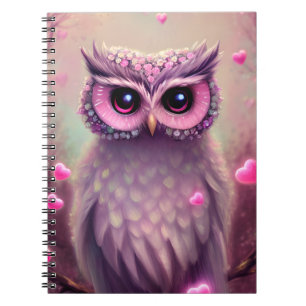 Caderno Espiral Fantasy Pink Fluffy Kawaii Owl