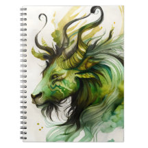 Fantasy Watercolor Qilin em Verde e Dourado