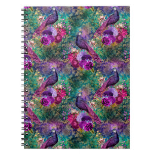 Caderno Espiral Farinha de Peacock Rosa Púrpura