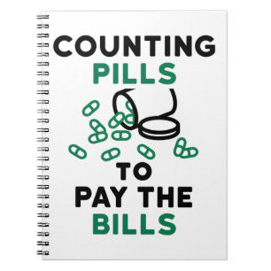 Caderno Espiral Farmácia Tech Counting Pills para Pagar as Listas