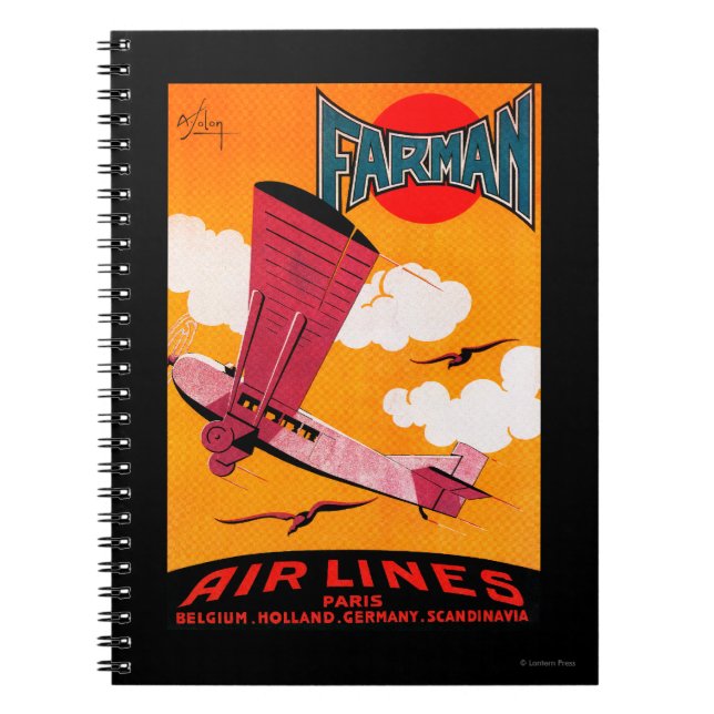 Caderno Espiral Farman Brothers Airlines F- 170 Monoplane Poster (Frente)