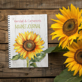 Caderno Espiral Farmers Market Personalized Sunflower Notebook