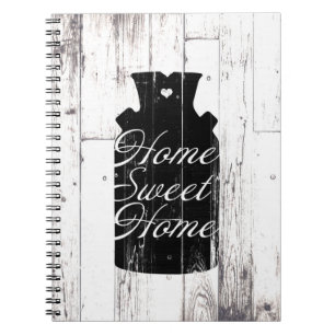 Caderno Espiral Farmhouse White Wood Rustic Milk Jug Home Sweet