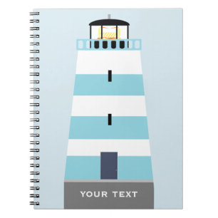Caderno Espiral Farol Branco e Azul Alto Personalizado