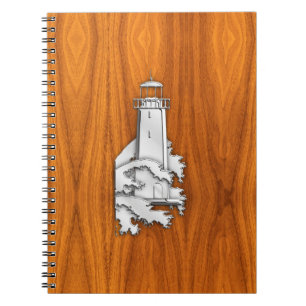Caderno Espiral Farol Chrome Style no Decor de Madeira Teak