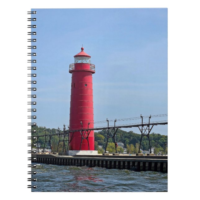 Caderno Espiral Farol de Grand Haven Michigan (Frente)