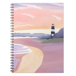 Caderno Espiral Farol Pastel | Aquarela da Costa da Praia