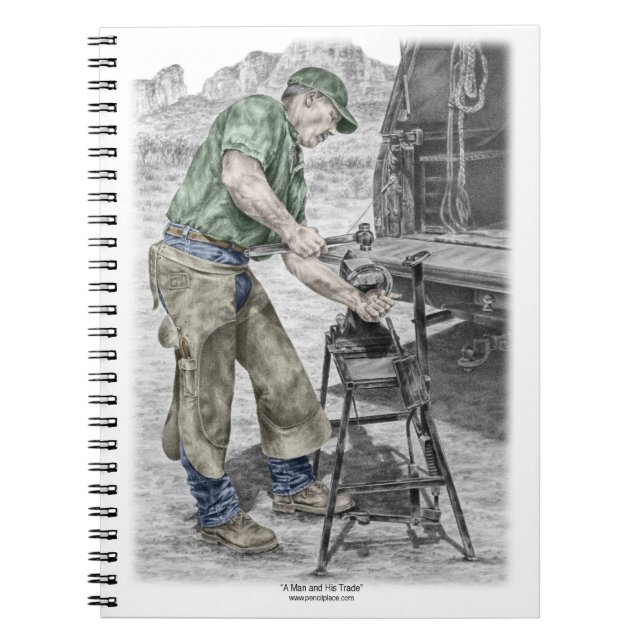 Caderno Espiral Farrier Blacksmith Usando Anvil (Frente)