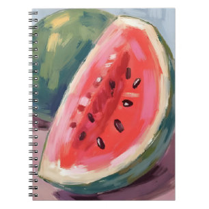 Caderno Espiral Fatia de Melancia Pintura em Aquarela de Frutas