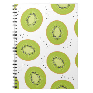 Caderno Espiral Fatias de fruta de Kiwi, ilustração perfeita.