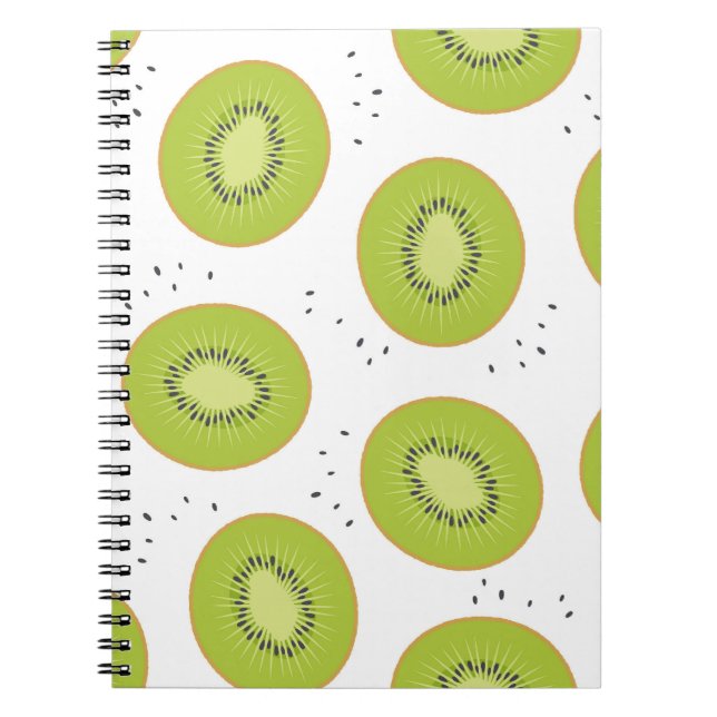 Caderno Espiral Fatias de fruta de Kiwi, ilustração perfeita. (Frente)