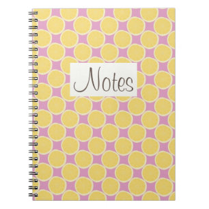 Caderno Espiral Fatias de limão amarelas a rosa claro