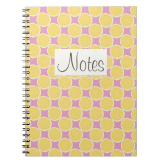 Caderno Espiral Fatias de limão amarelas a rosa claro