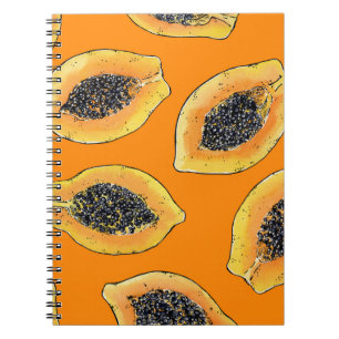Caderno Espiral Fatias de Papaya em laranja