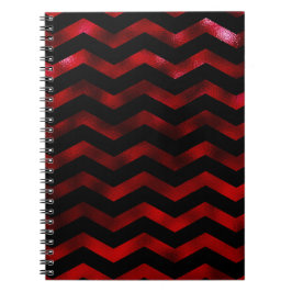 Caderno Espiral Faux Black Red Burgundy Textura Chevron