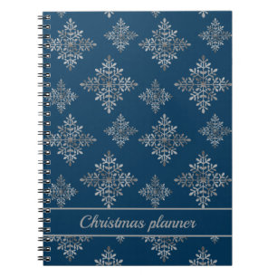 Caderno Espiral Faux Cinzas Flocos De Neve Em Azul (Folha Não Real