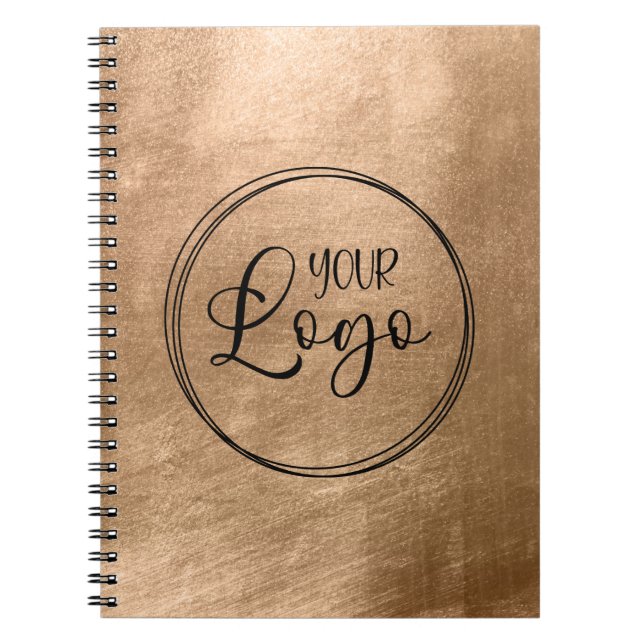 Caderno Espiral Faux Copper Gold Foil Your Logo (Frente)