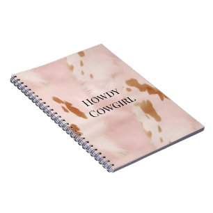 Caderno Espiral Faux Cowhide do Falso Creme Cor-de-Rosa-Blush Ocid