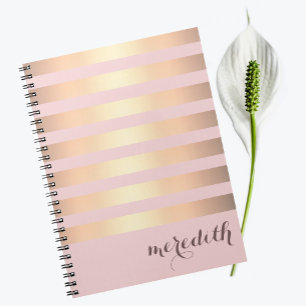 Caderno Espiral Faux Dourado Metálico Strike