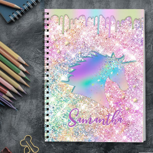 Caderno Espiral Faux Faux unicórn do Arco-Íris Cujo monograma é da