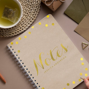 Caderno Espiral Faux Gold Foil Confetti Personalizado