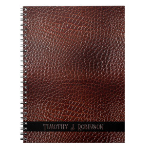 Caderno Espiral Faux Leather Brown Personalizada Emboscada