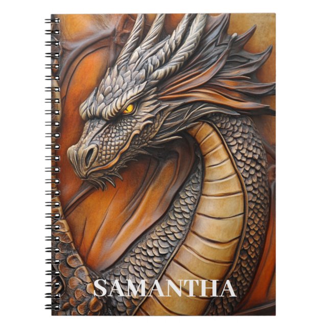 Caderno Espiral Faux Leather Dragon Personalizado (Frente)