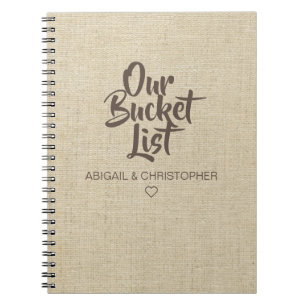 Caderno Espiral Faux Linen Nosso Diário de Manutenção de Casal de