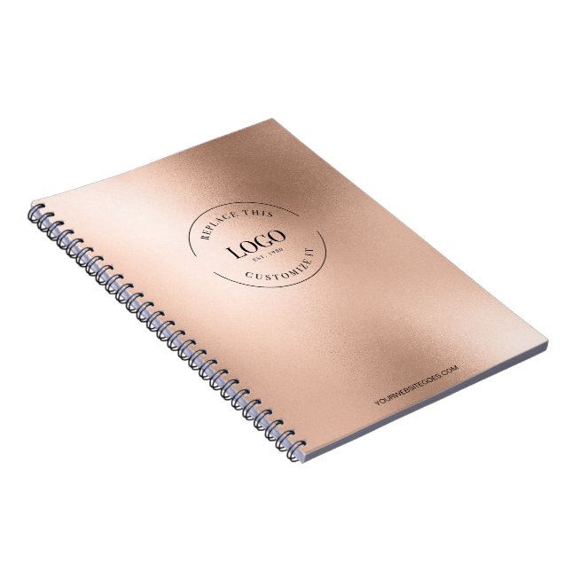 Caderno Espiral Faux Rosa gold Logotipo personalizado Business (Lado Direito)
