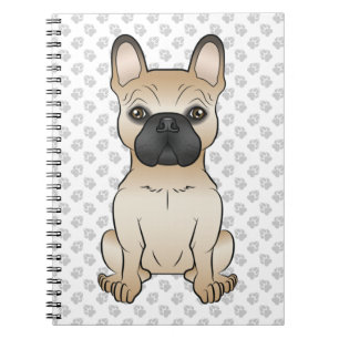 Caderno Espiral Fawn French Buldog / Frenchie Cartoon Dog & Paws
