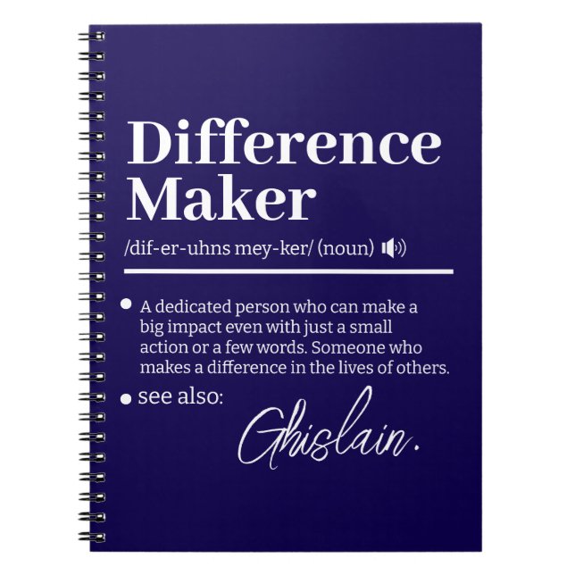 Caderno Espiral Fazedor de Diferença Personalizado, Presente de Ag (Frente)