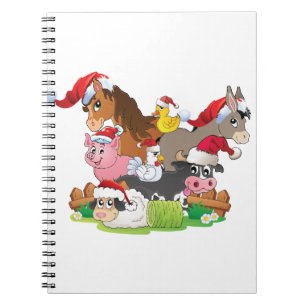 Caderno Espiral Fazenda Animal Christmas