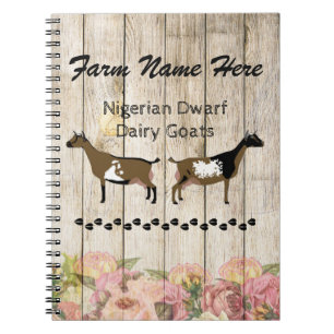 Caderno Espiral Fazenda Personalizada de Cabra Dairy Dairy Goat da