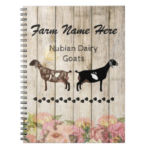 Caderno Espiral Fazenda Personalizada De Cabra De Leite Nubiana