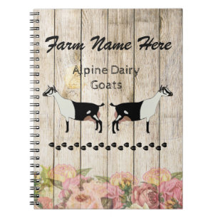Caderno Espiral Fazenda personalizada de cabras leiteiras alpinas