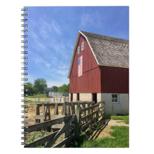 Caderno Espiral Fazendas   Red Barn Com Bandeira Americana