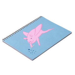 Caderno Espiral Fazer de porco rosa voador Blue Stars Notebooks