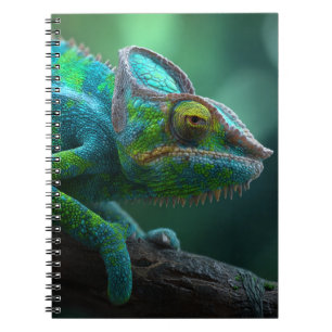 Caderno Espiral Fechamento da selva de camaleão vibrante
