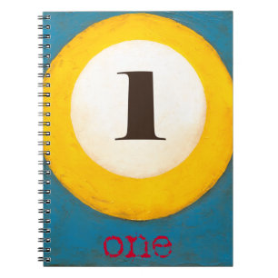 Caderno Espiral Feche a pintura da Bola de Piscina Número Um