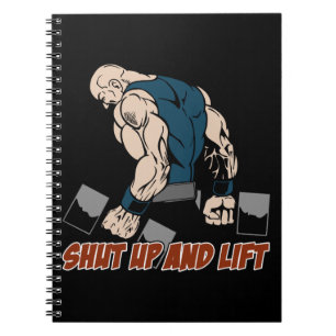 Caderno Espiral Feche acima e levante o Weightlifter