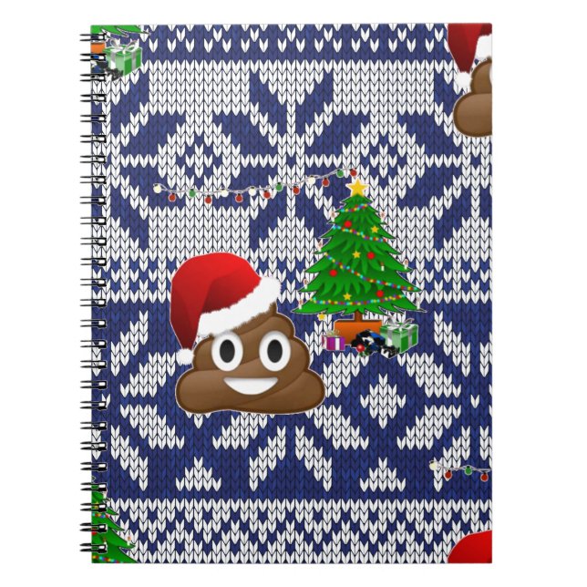 Caderno Espiral feio cocô de suéter de Natal emoji (Frente)