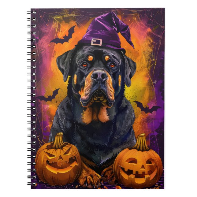 Caderno Espiral Feiticeira De Cachorro E Abóbora De Rótweiler (Frente)