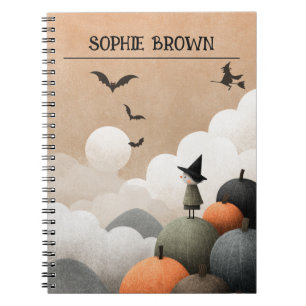 Caderno Espiral Feiticeira de Halloween, Cute-color, assustadora, 