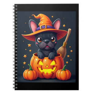 Caderno Espiral Feiticeira francesa Pumpkin Halloween Mens Mulhere